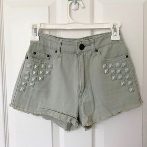 UO BDG sage green shorts w/studs